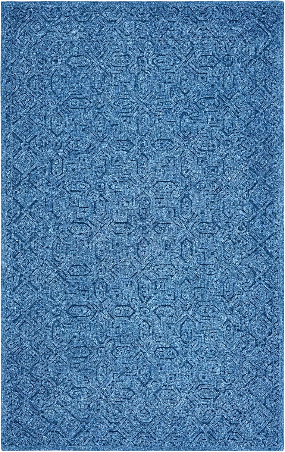 Handmade Blue Geometric Wool Area Rug