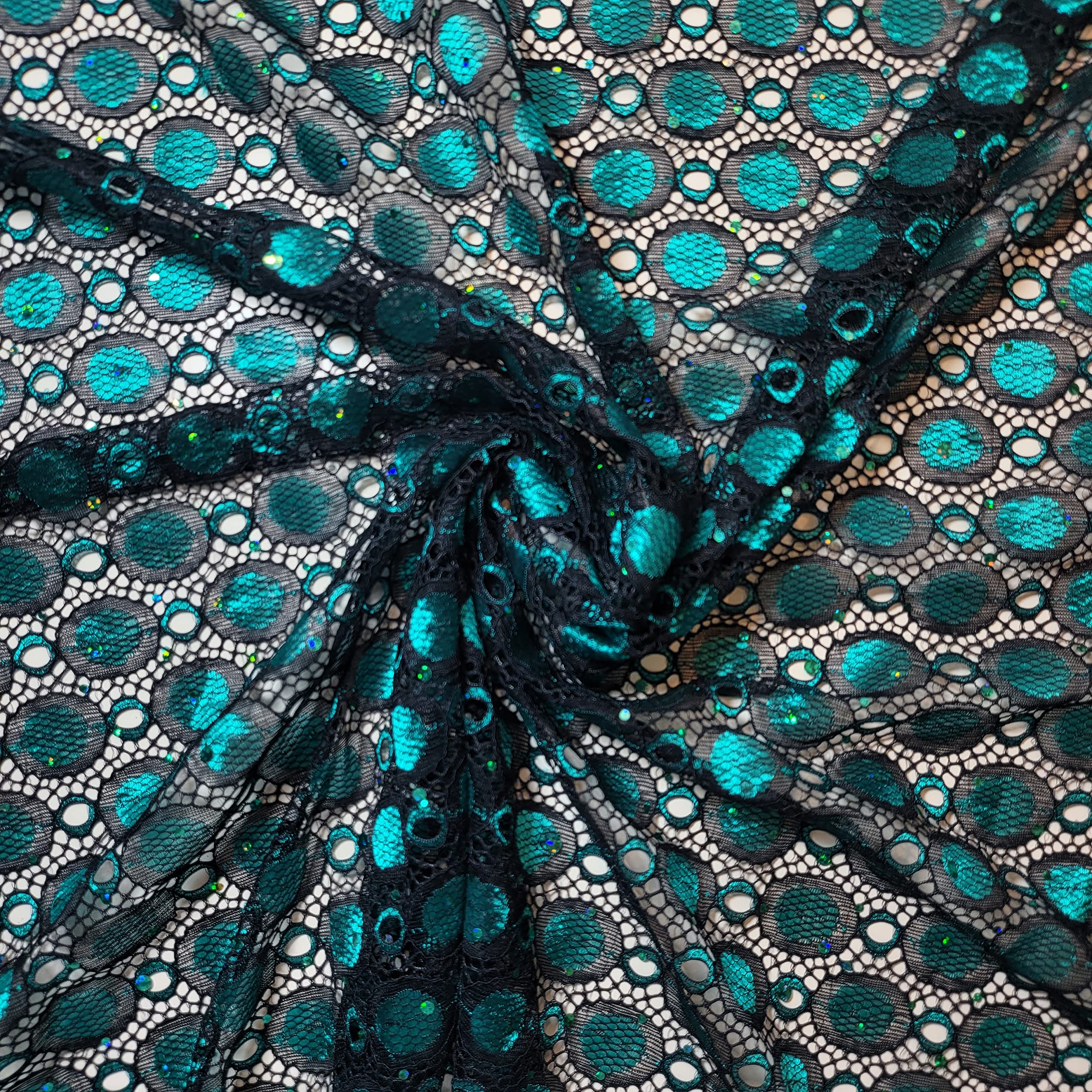 African Vintage Embroidery Bridal Nigerian French Embroidery Corded Budget Guipure Lace Mesh Net Fabric 54" Corded Budget Guipure Lace Mesh Net Fabric 54" (2 METER, Black Jade Polka) โ image 1