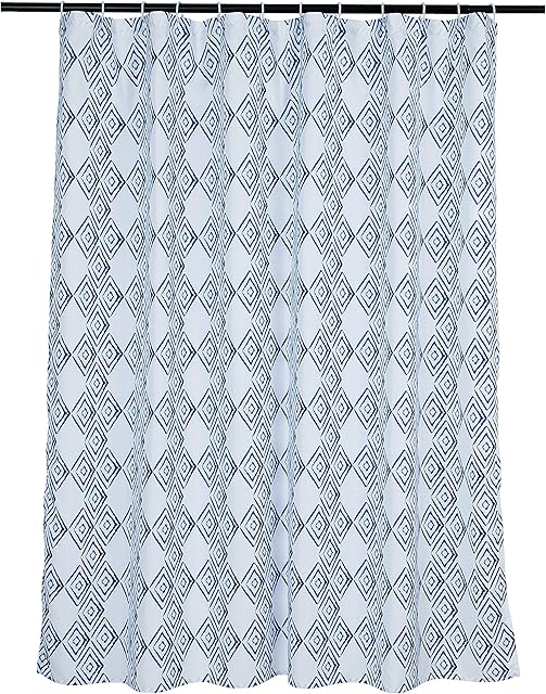 Amazon Basics Blue Diamond Bathroom Shower Curtain - 72 Inch