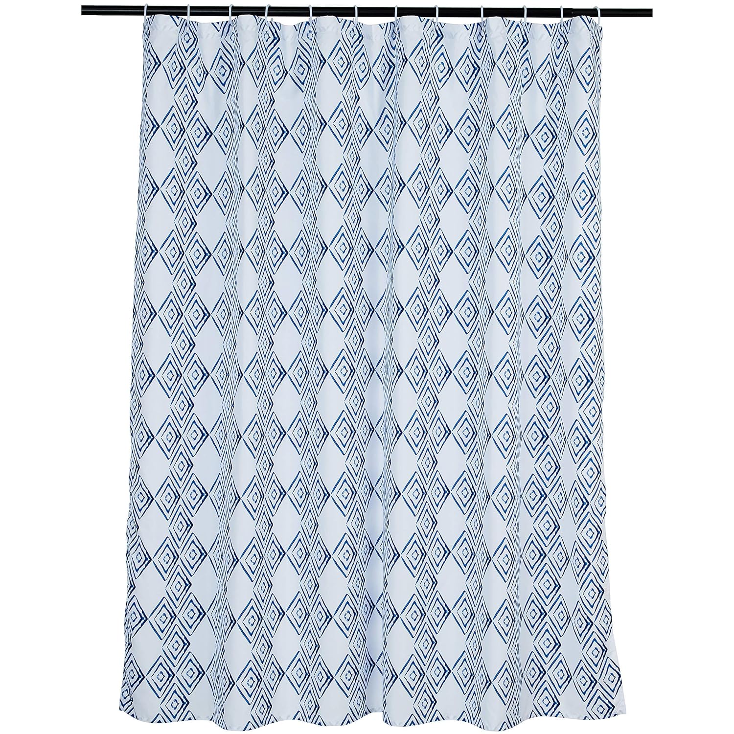 AmazonBasics Polyester Printed Blue Diamond Shower Curtain, 72 x 72
