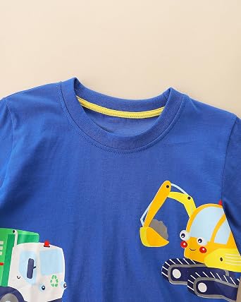 AMIYAN Toddler Boys Long Sleeve Shirts Cotton Casual Crewneck Graphic T-Shirts Basic Active Tee Tops for Kids 2-6Y
