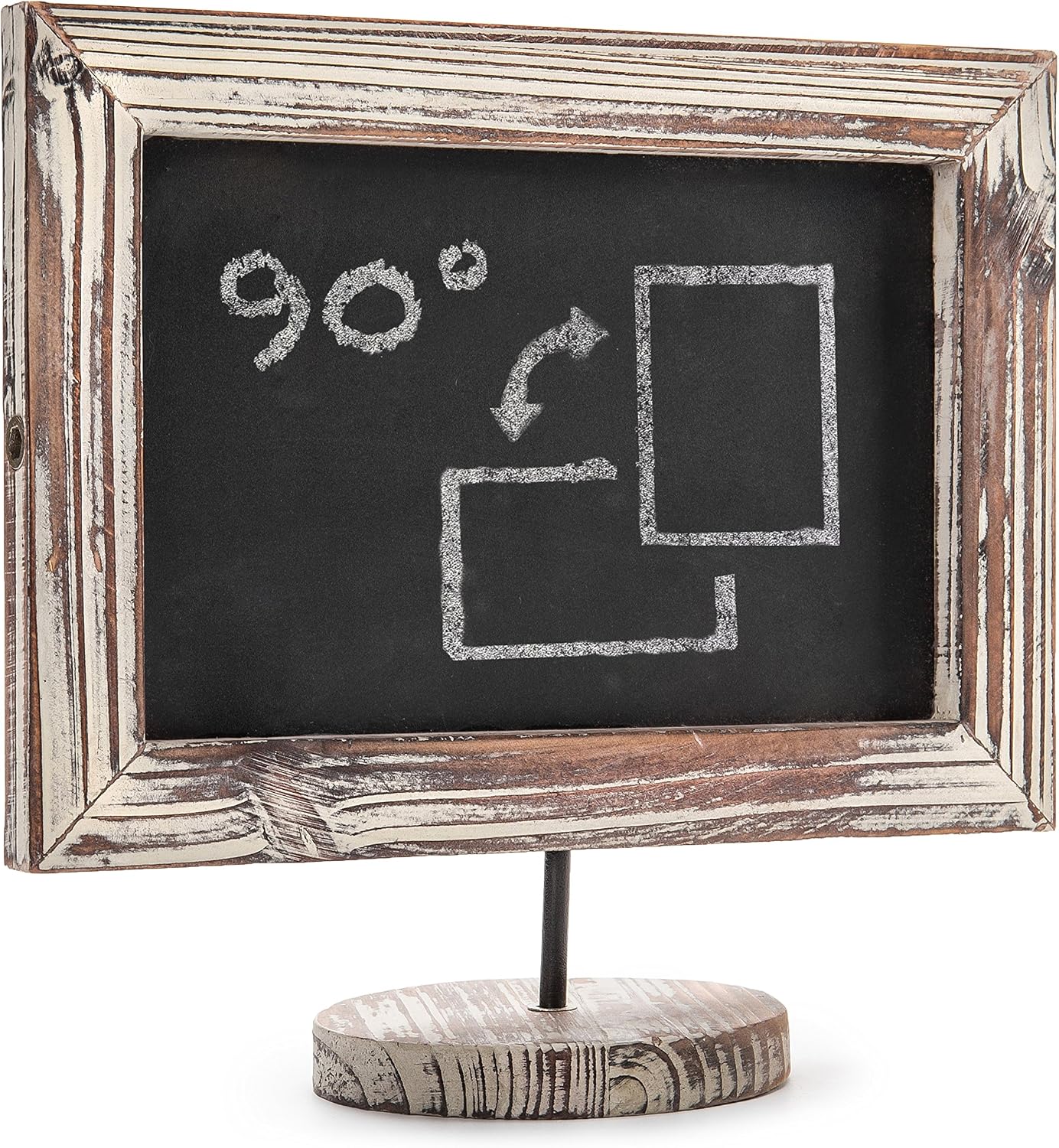 MyGift Torched Wood Tabletop Mini Chalkboard Sign with Stand, Small Table Menu Vertical or Horizontal Framed Message Board