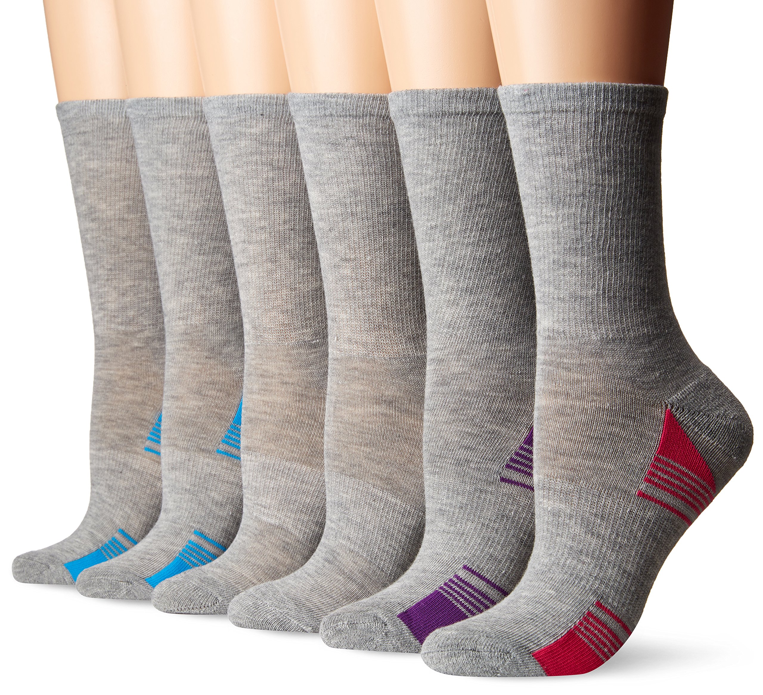 Fruit of the Loom Women's Arch Support Crew 6 Pack Socks, Shoe Size 4-10/Sock Size 9-11