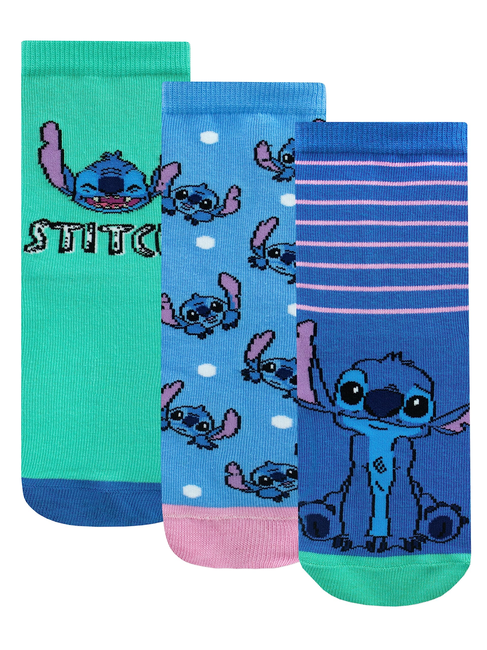 Disney Girls Multicolour Lilo And Stitch Socks 3 Pack | Lilo & Stitch Socks | Pack Of 3 Cotton Socks For | 13-3