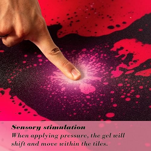Miniatura 4 de Azulejos cuadrados sensoriales de gel líquido, 19.5 x 19.5 pulgadas, rojonaranja, verdeamarillo, rosamorado, azulblanco, tapete de suelo para niños,