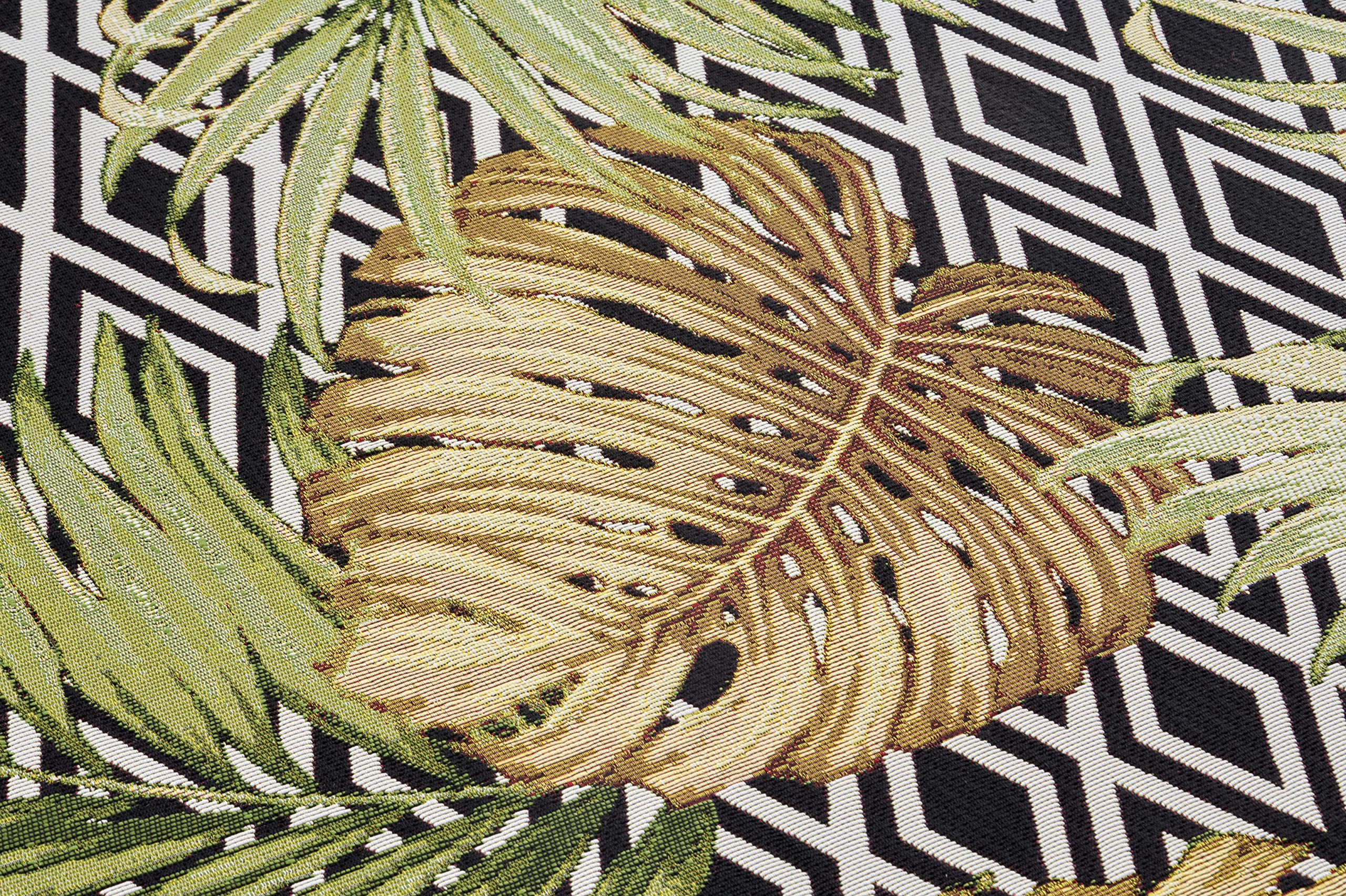 Teppich 180x120 Hanse Home Gold Leaves In- & – Flachgewebe Geometrisches Muster, Tropical Jungel Floral Palmen Design, ÖKO-TEX Wetterfest & UV- Beständig Für Balkon, Terrasse, Garten - Bunt, 120x180cm Outdoor Teppich
