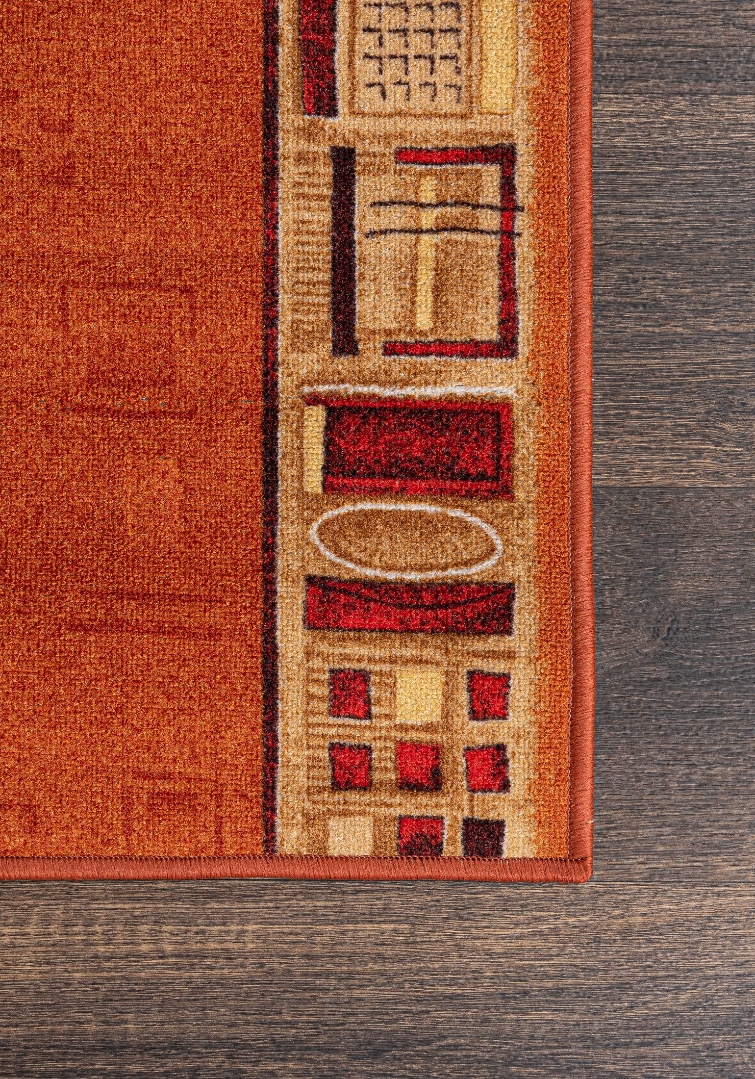 Mazovia Tapis de Couloir Couloir 80x775cm Orange Classique Rétro 90 Doux | Tapis de Couloir pour Cuisine Buanderie Chambre Entrée Antidérapant Chauffage au Sol Facile D'entretien Long Vendu au Mètre