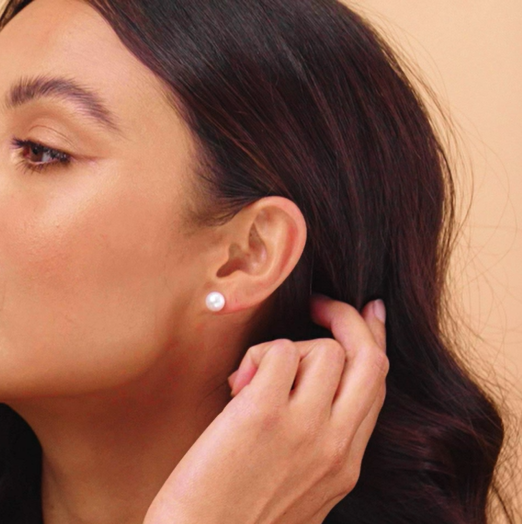 Pearl Hoops PAVOI 18K Gold Pearl Stud Earrings Simulated Shell