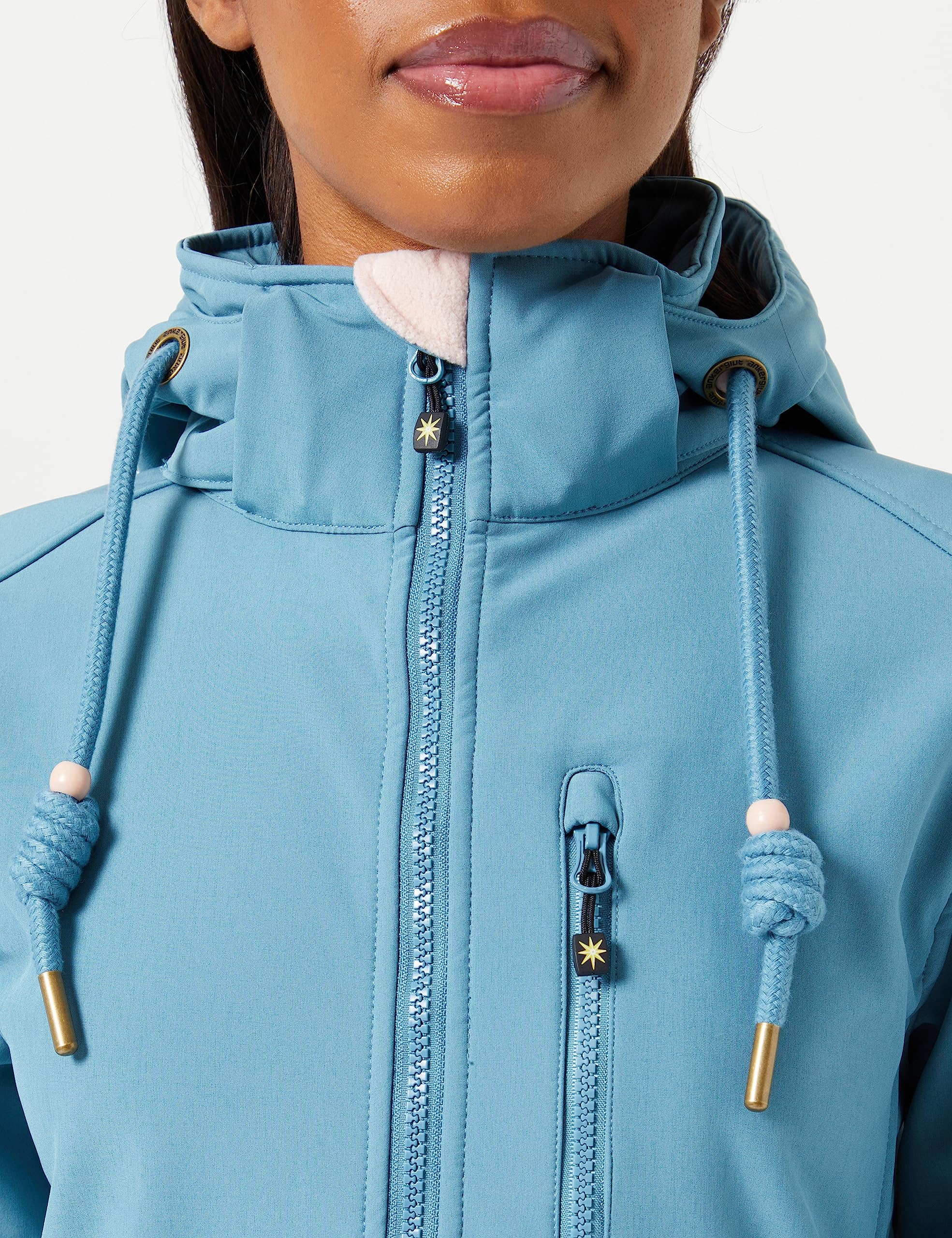 Ankerglut Kurtka softshell Kobiety Damska Kurtka Softshell Z Odpinanym Kapturem Z Podszewką, Kurtka Przejściowa Windbreaker #Ankerglutfreude