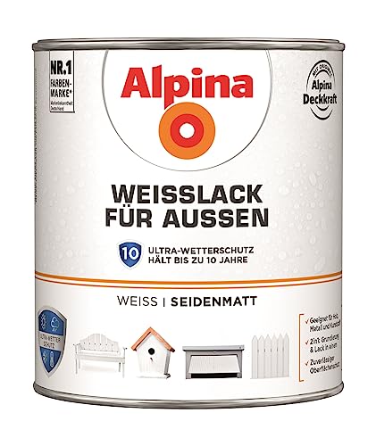 Alpina Weißlack für Außen 2 Liter seidenmatt