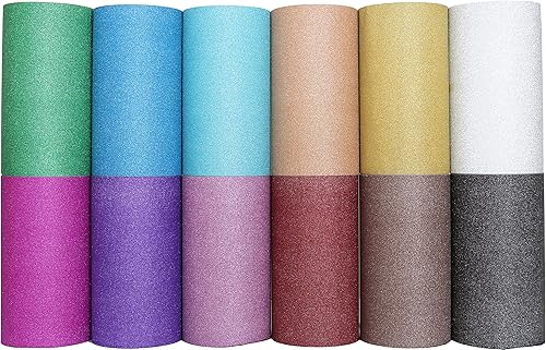 Miniatura 2 de Threadart Papel autoadhesivo de vinilo con purpurina azul de 12 pulgadas de ancho x 3 yardas de largo (72 pulgadas de largo)  Desmontable para