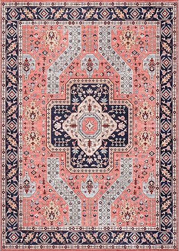 Miniatura 5 de nuLOOM Amber - Alfombra azteca floral lavable a máquina, 4x6, óxido