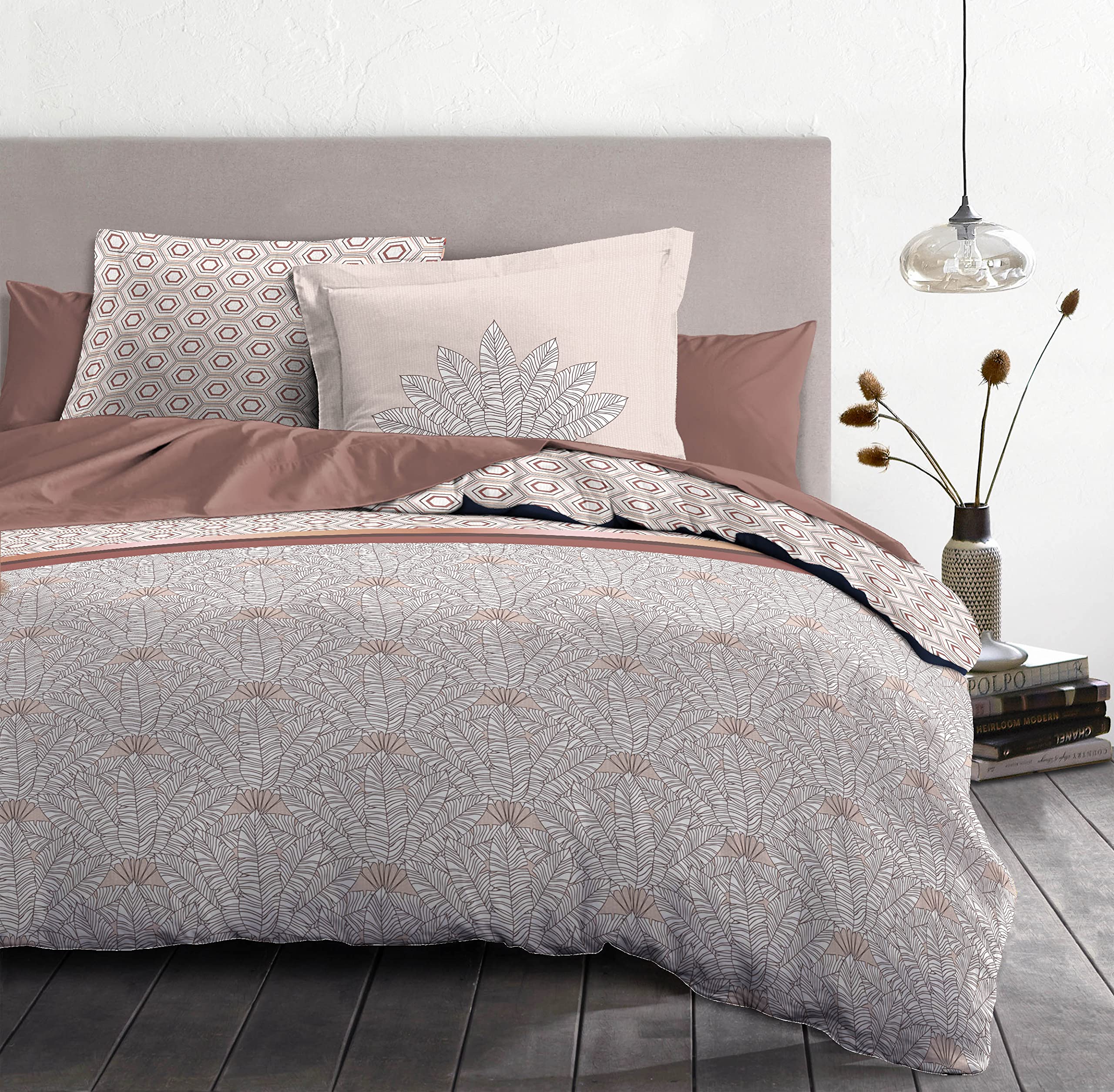 Home Linge Passion | Duvet Cover - 2 Pieces | 100% Cotton - 57 Thread Count | Single - 140 x 200 cm | Luxor Terracotta