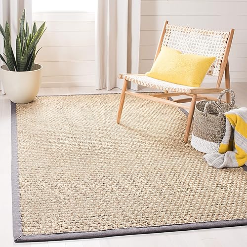 Vista 341 de SAFAVIEH Natural Fiber NF114A - Alfombra de hierba marina, tejido de canasta, con borde, para zonas de alto tráfico, sala de estar, dormitorio, 2