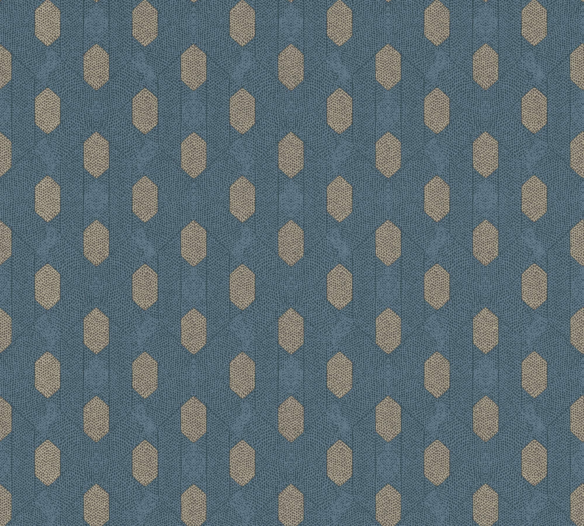 Architects Paper Carta da parati in tessuto non tessuto Absolutely Chic geometrica, 10,05 m x 0,53 m, blu, grigio, beige, Made in Germany 369734 36973-4