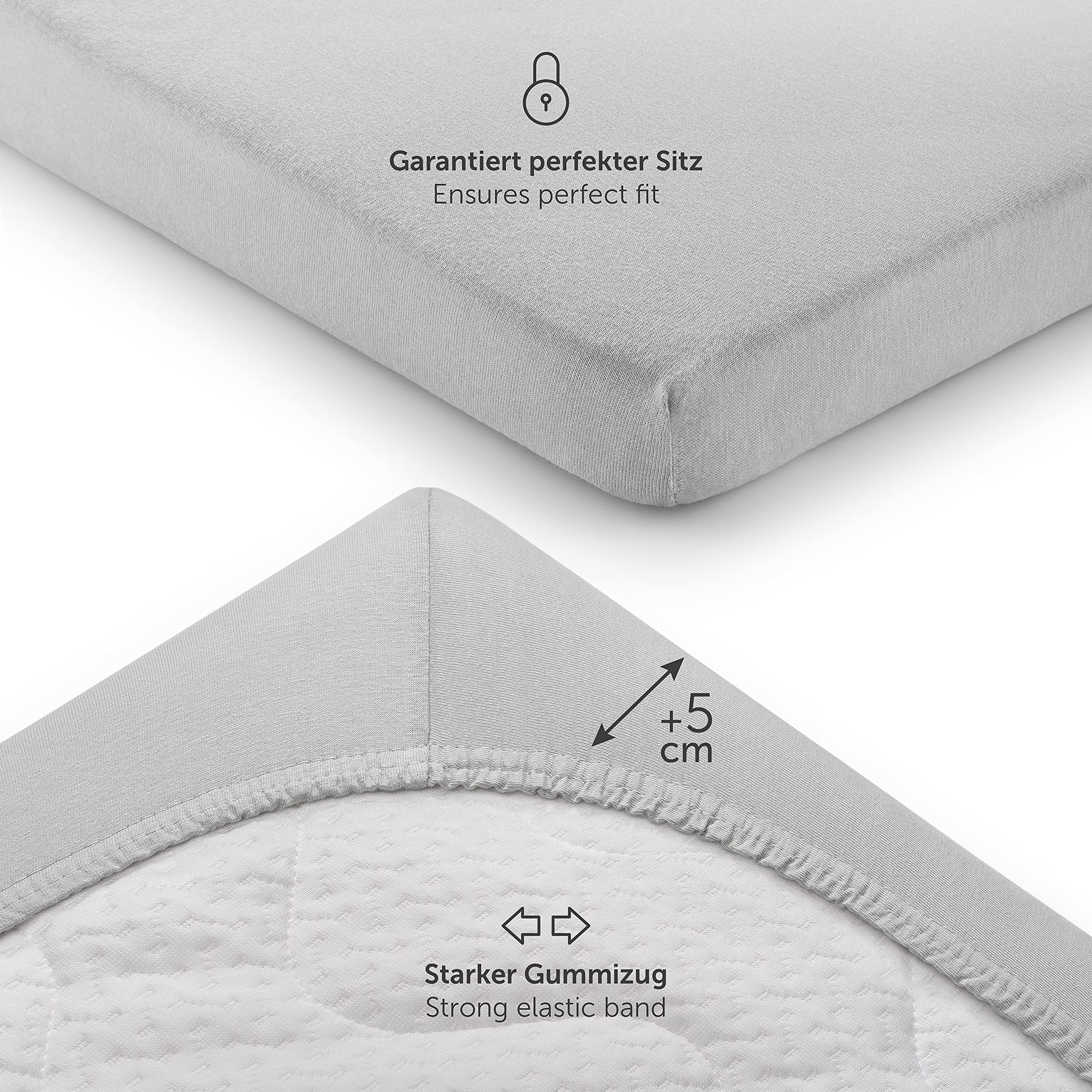 Laleni Lenzuola Culla Neonato - Lenzuola Lettino - Lenzuola Carrozzina Neonato - Coprimaterasso Culla con Angoli Elastici - Coprimaterasso Lettino 100% Cotone 135gsm - Grigio - Box quadrato 100x100cm