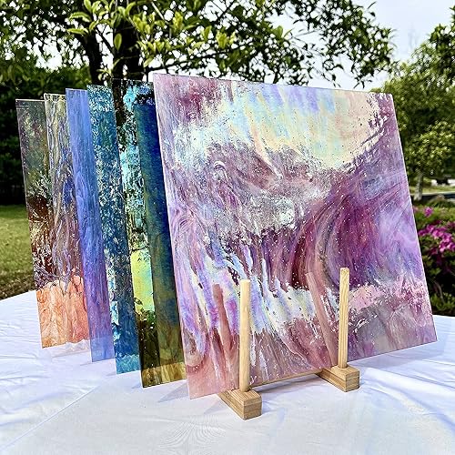 Miniatura 6 de Hojas de vidrieras de 12 x 12 pulgadas, paquete de 6 unidades de vidrio de mosaico (5.8 pies cuadrados), coloridas hojas de arte y manualidades