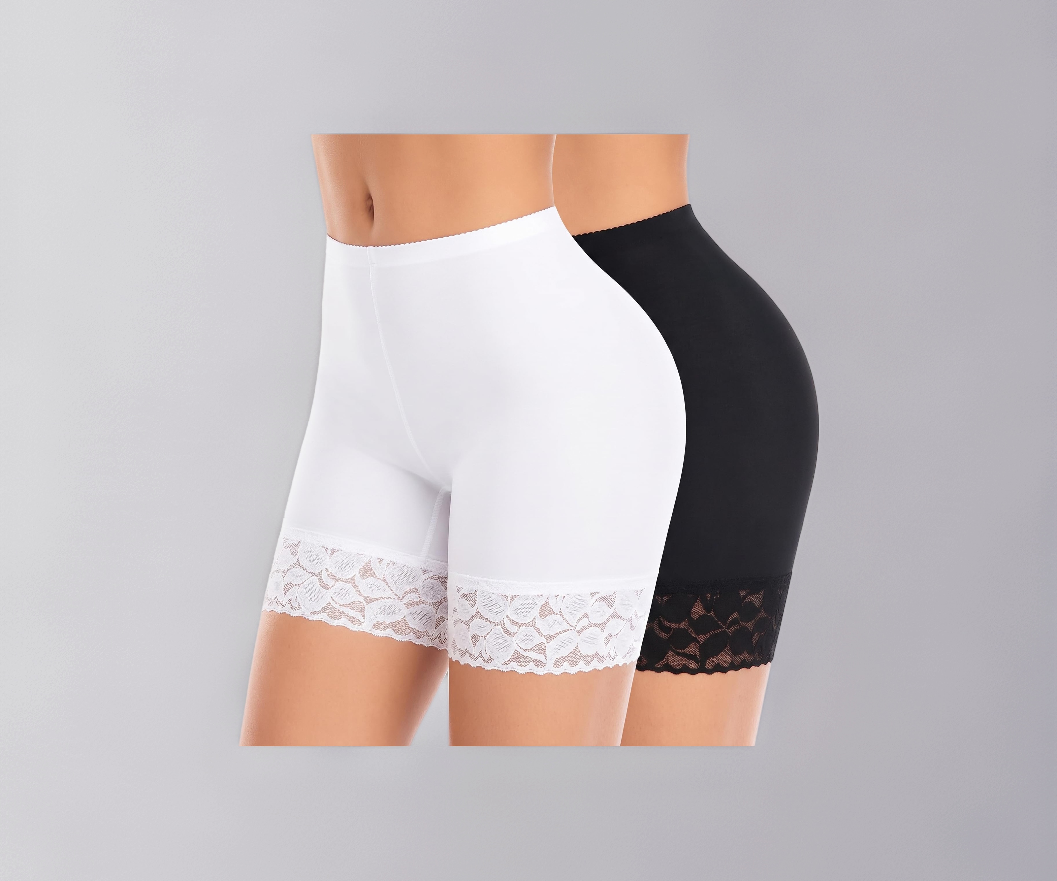 S ring biker shorts lace white Sサイズ ② Women's High Waist Lace Trim Cycling Shorts Pack of 2 (Black +