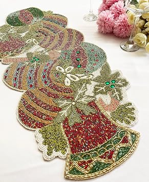 Enliven Handmade Beaded Table Runner, 13x36 Inches Lightweight Decorative Table Runner, Perfect for Dining/Wedding/Party/Everyday Use & Easy to Clean, Elegant Beaded Runner Multicolor