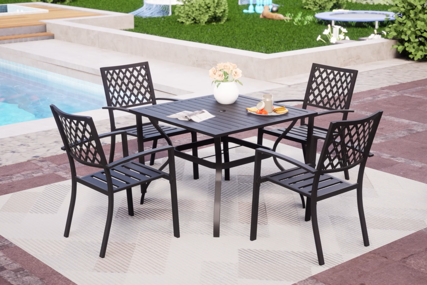 iron patio set with umbrella MFSTUDIO Outdoor Table and Chairs for 4 w/Umbrella Hole Umbrella Hole Best Lightweight Electric Folding Bike 2024 Dubai Master Chief Motorcycle Helmet Color:WC016F Motoroil Bream