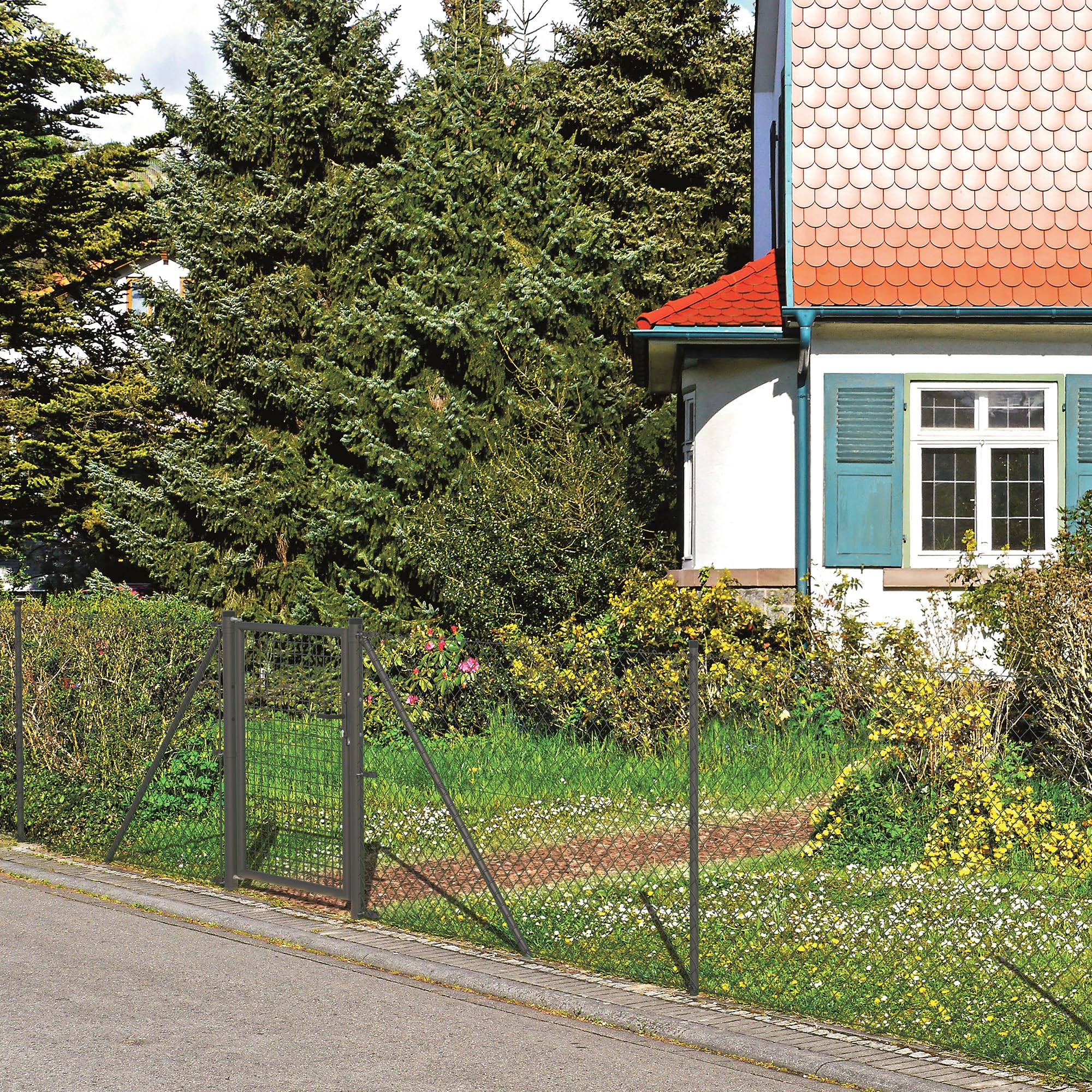 siwitec Maschendraht Geflecht anthrazit 15 x 0,8 m, Maschendrahtzaun, Viereckgeflecht 60 x 60 mm Maschendrahtweite, Stahl Drahtgitter
