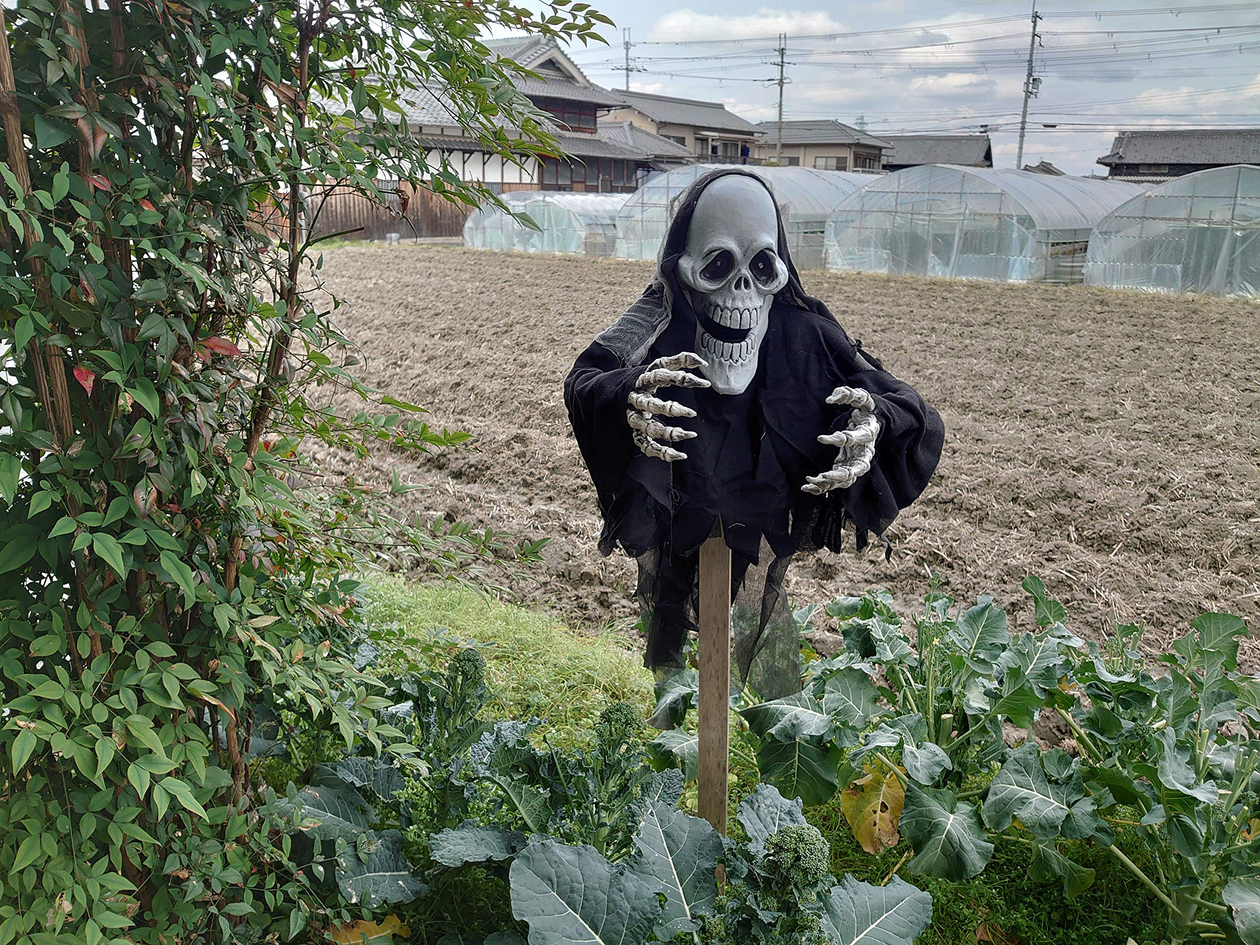 恐怖の案山子 大型カカシ置物洋風オブジェ彫刻スカルモンスター