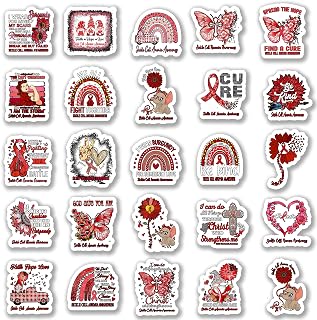 25Pcs Sickle Cell Anemia Awareness Stickers, Inspirational Waterproof Vinyl Stickers for Water Bottles Book Laptop Car Truck Bicycle Decorations Decorative Accessories