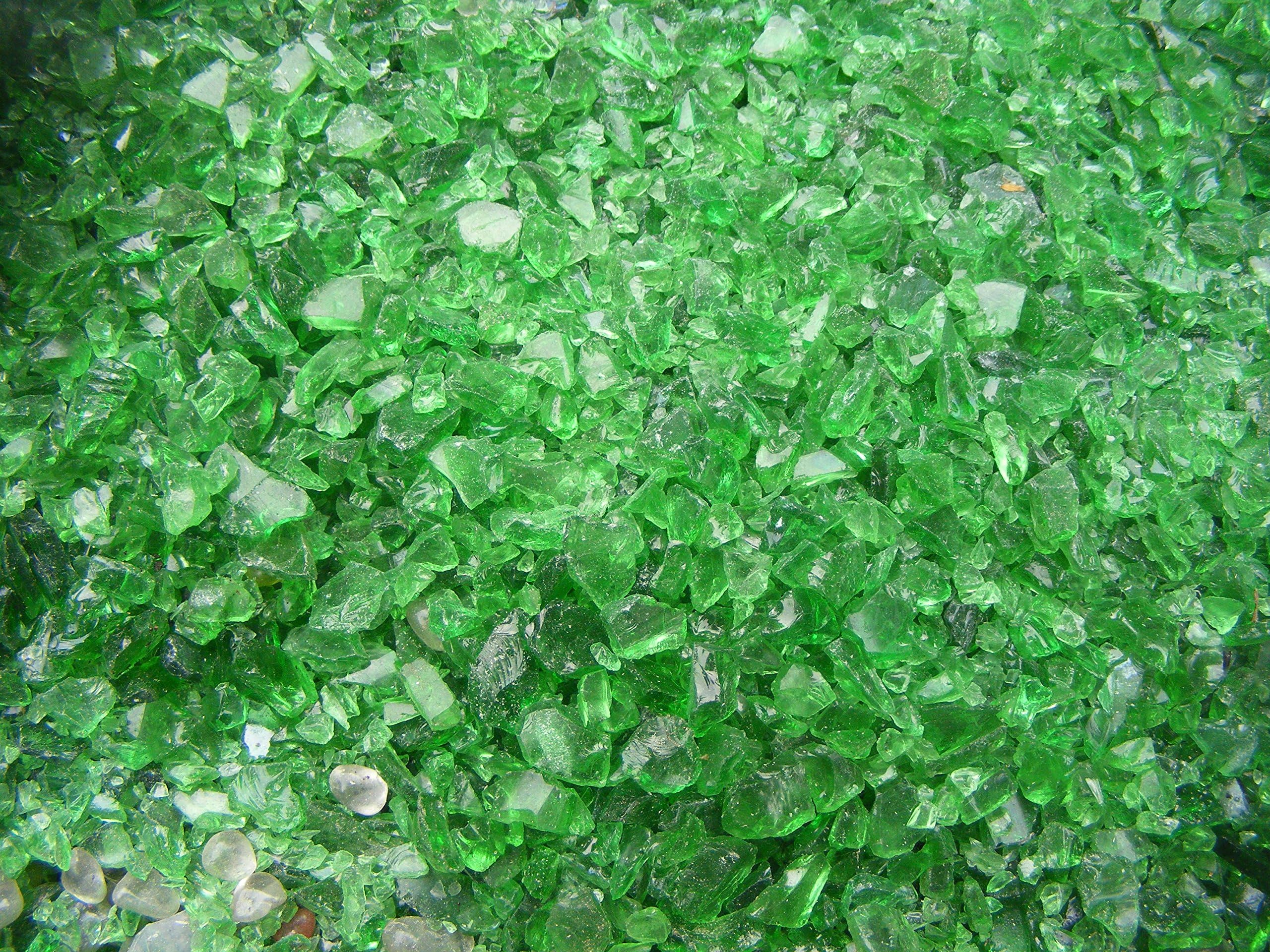 10 KG Green Glass Chippings 2-8 mm Gravel Stones for Graves Garden Paths Vases Floristry Candles Weddings Hobby Arts and Crafts.