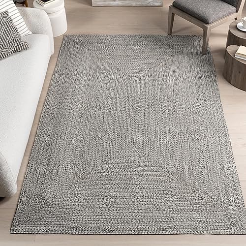 nuLOOM Wynn - Alfombra trenzada para interiores y exteriores, 8.6pies x 11.6pies, color gris clarosal y pimienta