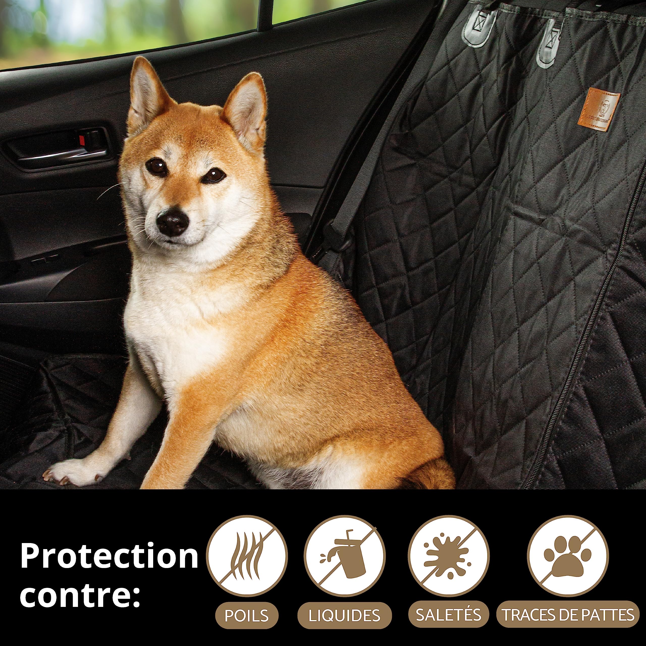 AMZPET – Housse de siège auto pour chien (universelle 133 cm de large), housse de siège de voiture imperméable pour chiens et enfants, protection de siège voiture de supérieure, compatible avec Isofix