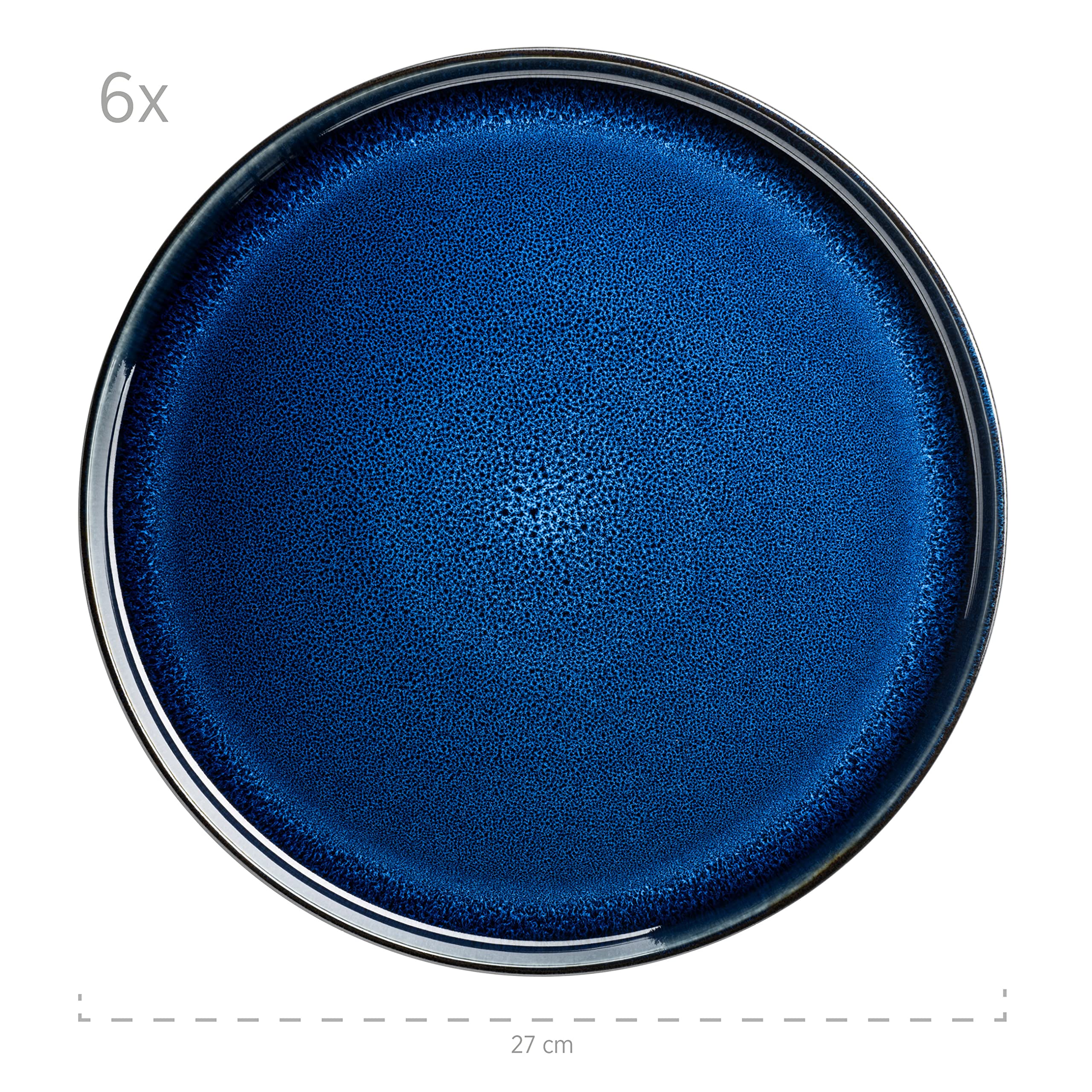 MÄSER 931972 Serie Niara - Juego de platos para 6 personas (cerámica, 12 piezas), color azul y negro