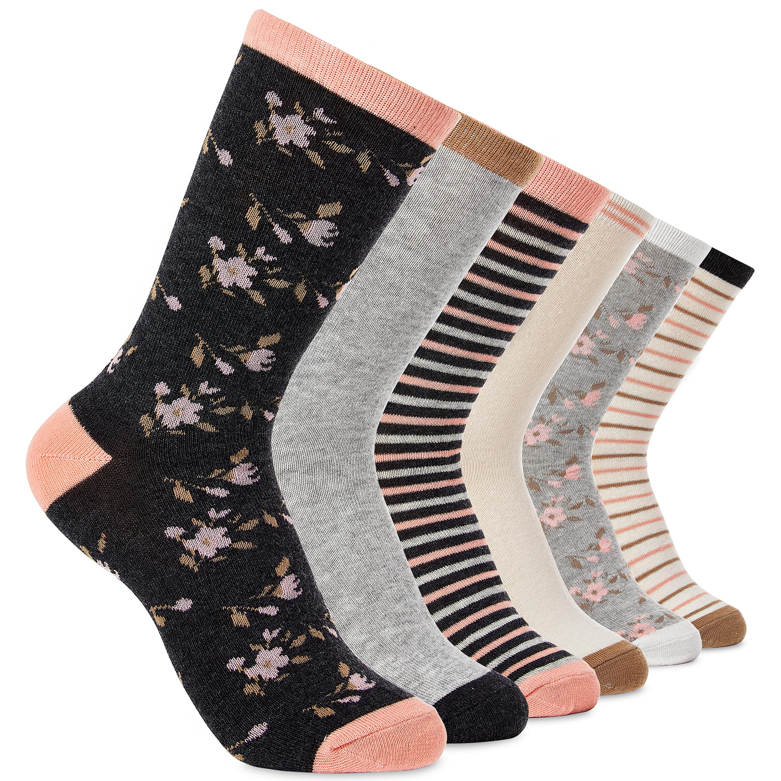 Citycomfort Women's Cream/Grey Socks Multipack Of Stretchy Breathable Calf Length Crew Socks And Teens Sports Retro Vintage Style Ankle Socks (, 4-7 Uk)