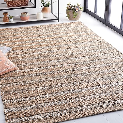 Miniatura 5 de Safavieh Natural Fiber Collection NFB655X - Alfombra de pasillo de algodón y yute a rayas de tejido plano hecho a mano de 2 pies 3 pulgadas x 8