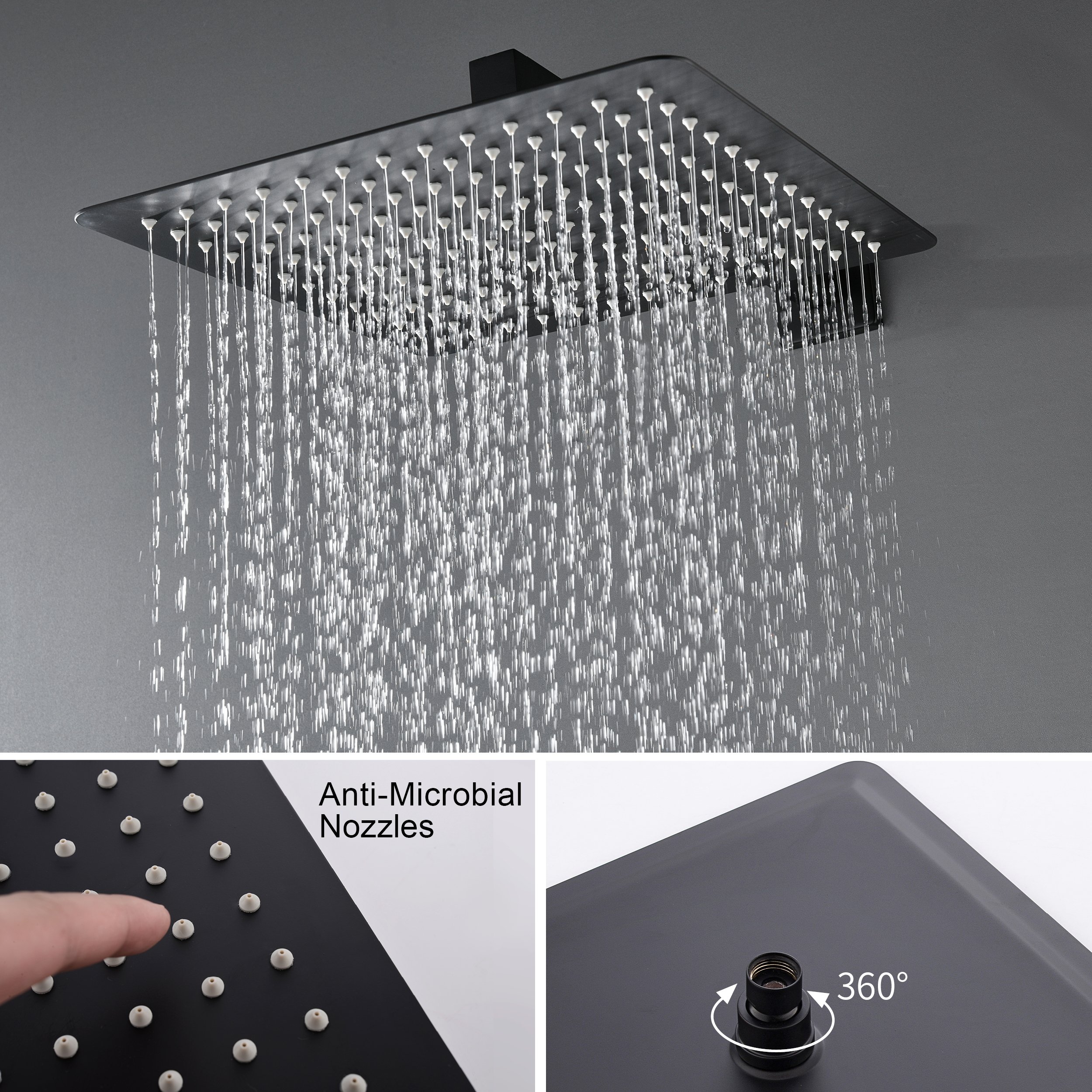 Buy KOJOX 12 Inch Matte Black Shower System with High Pressure Rain