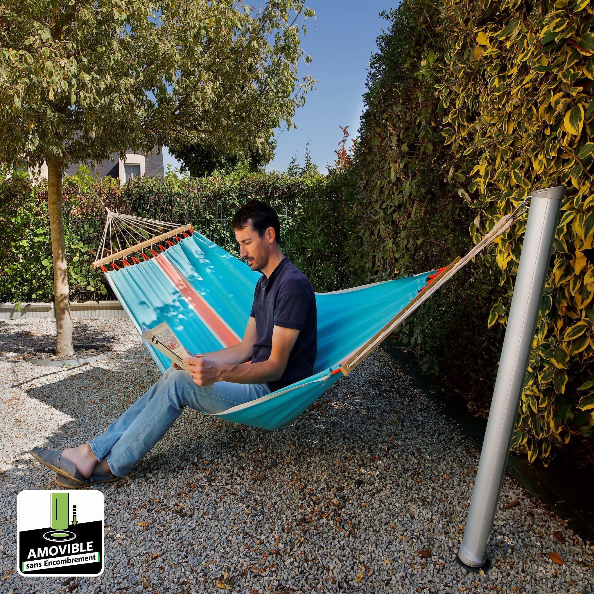 Poteau pour Hamac Gard&Rock en Aluminium – avec ou sans Arbre | Fixation Amovible et Multi-Terrains à insérer dans Base d’Ancrage (non incluse) – Terrasse, Jardin et Bord de Piscine