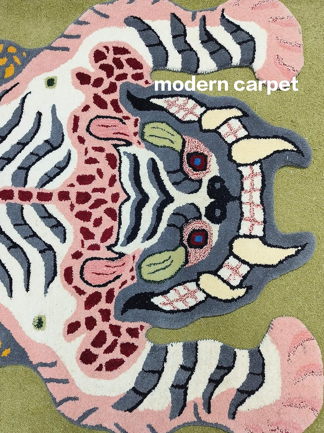 Tibetan Tiger Kid Rugs 100% Woolen 3x5 Handmade Tufted for Kid Room Bedroom Living Room Doormat by Modern Carpet (3x5 feet)