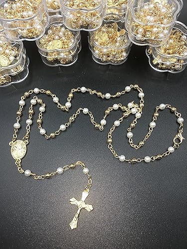 Miniatura 3 de (12) PCS - Bautismo, Rosario de Primera Comunión Favor Oro Perla Recuerdos para Primera Comunión Niña Niño, Metal, No es una piedra preciosa