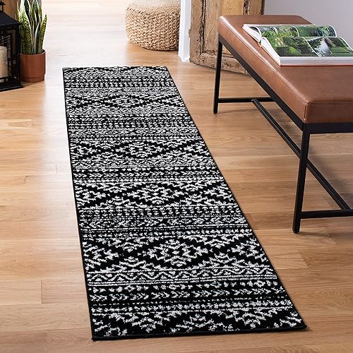 SAFAVIEH - Tapete de estilo marroquí bohemio con diseño tribal de la colección Tulum para colocar en sala de estar, recibidor, vestíbulo, pasillo o