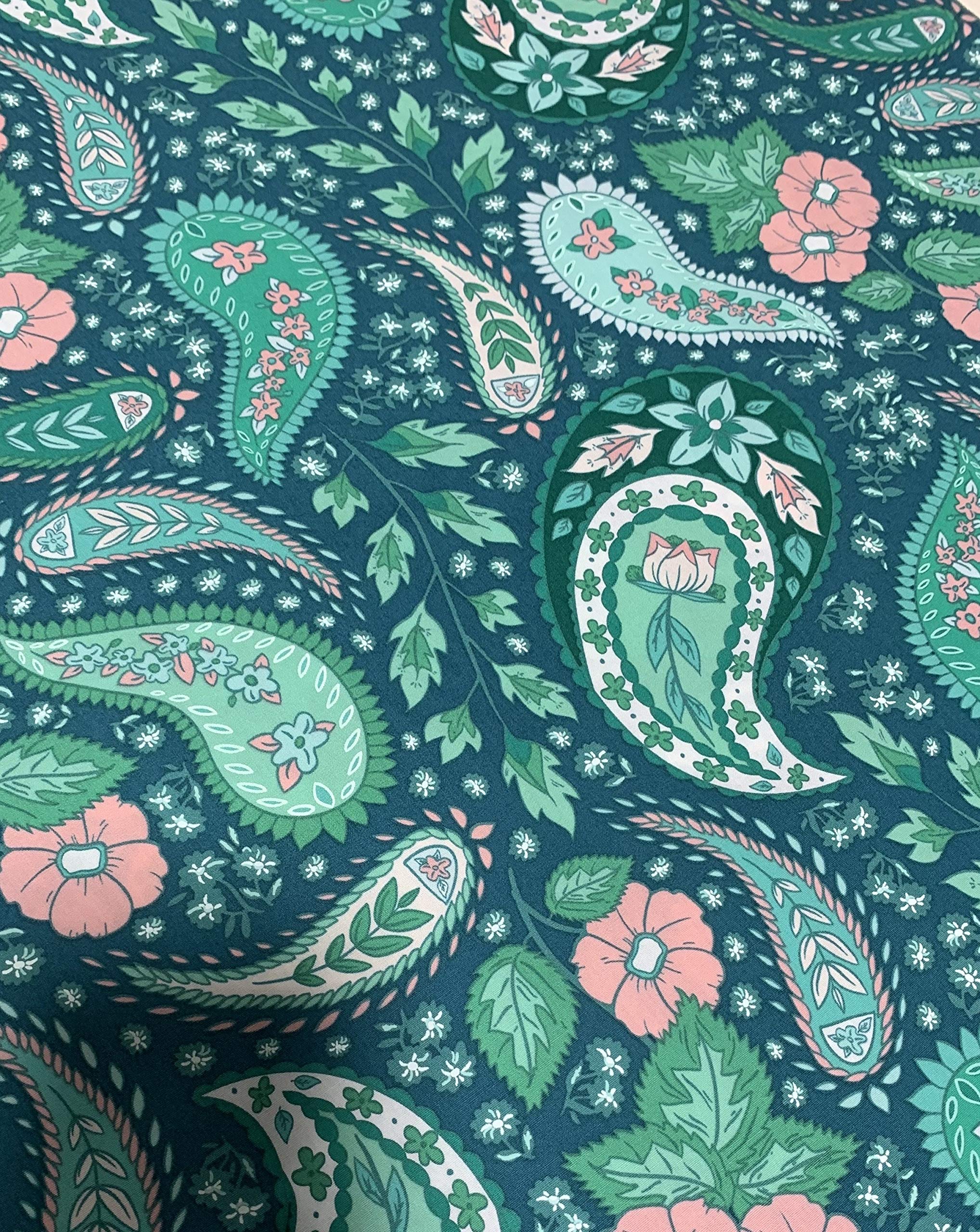 Cultivating Botah Jade Green Paisley - Art Gallery 100% Cotton Fabric