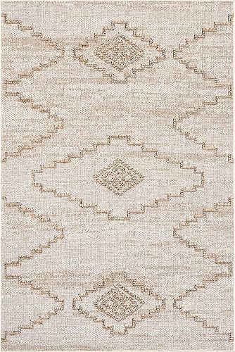 Miniatura 2 de nuLOOM Izetta Southwestern - Alfombra alta y baja para interiores y exteriores, 5 x 8 pies, color beige