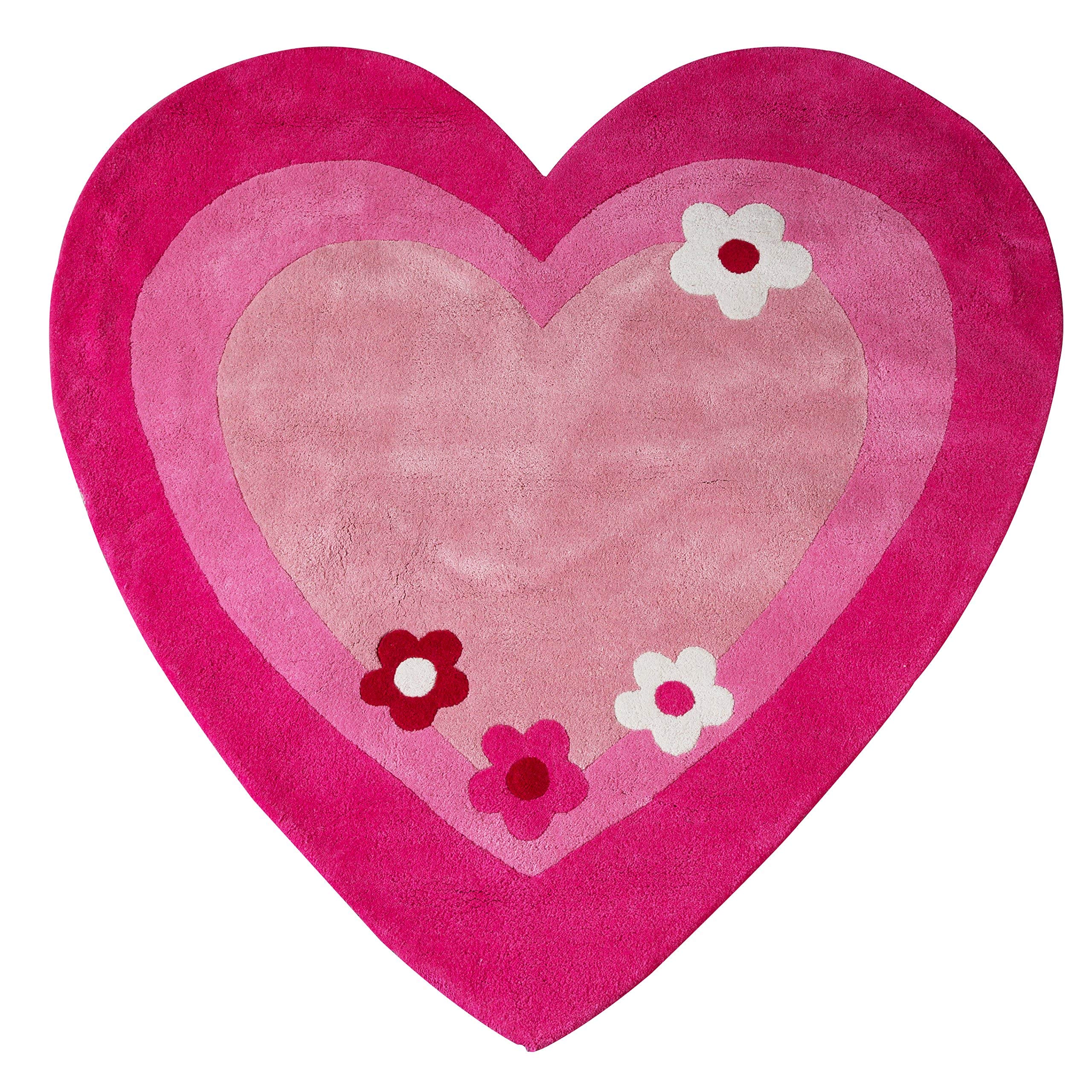 Kids Love Heart Rug - Pink