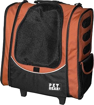 Pet Gear I-GO2 Roller Backpack, Travel Carrier, Car Seat for Cats/Dogs, Mesh Ventilation, Included Tether, Telescoping Handle, Storage Pouch, 2 Models, Available 12 Colors