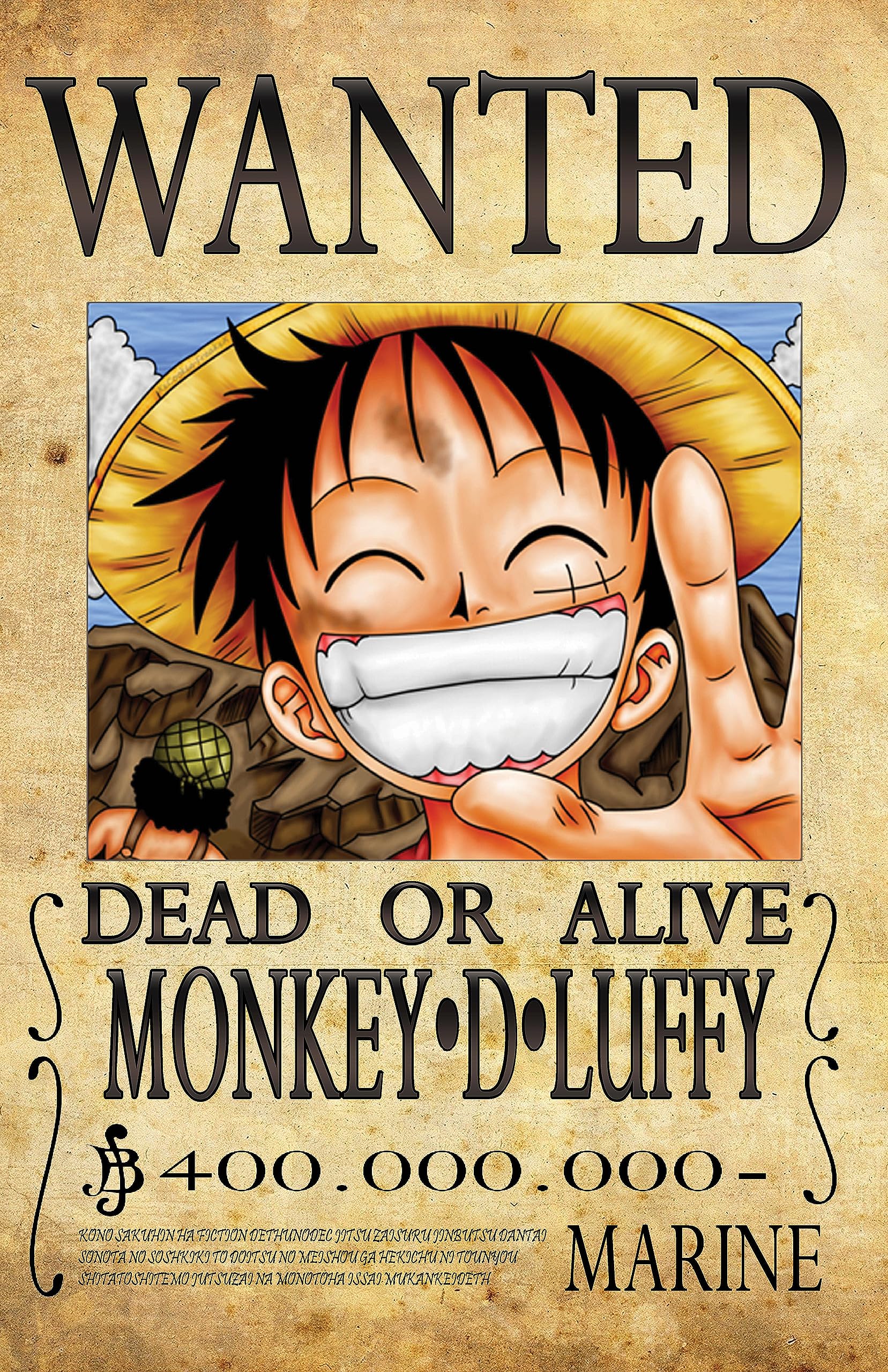 One Piece Wanted Poster, 11x17 Anime Bounty Manga Art, Luffy, Zoro