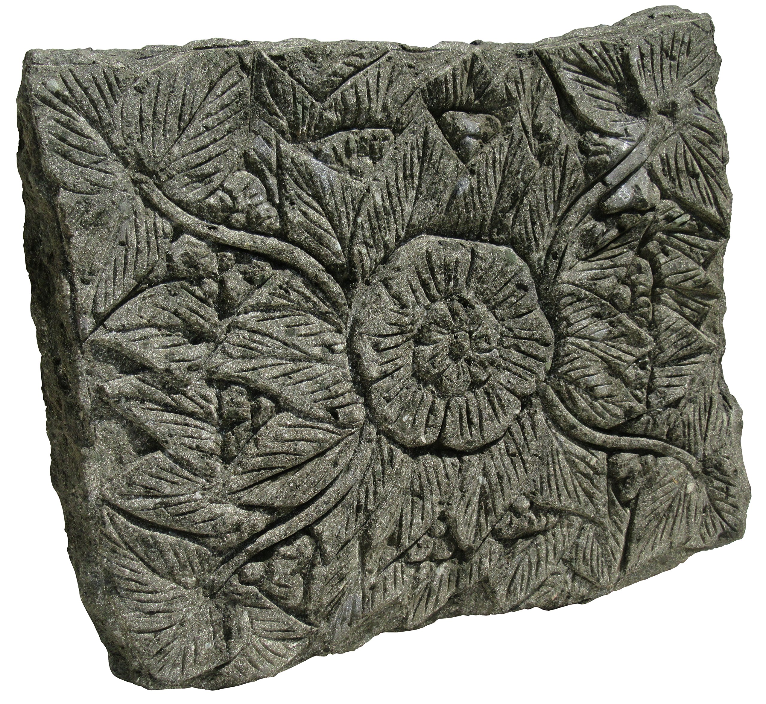STONE art & more Blüten-Relief, Trittplatte, Trittstein, grüner Lavastein, Naturstein, frostfest