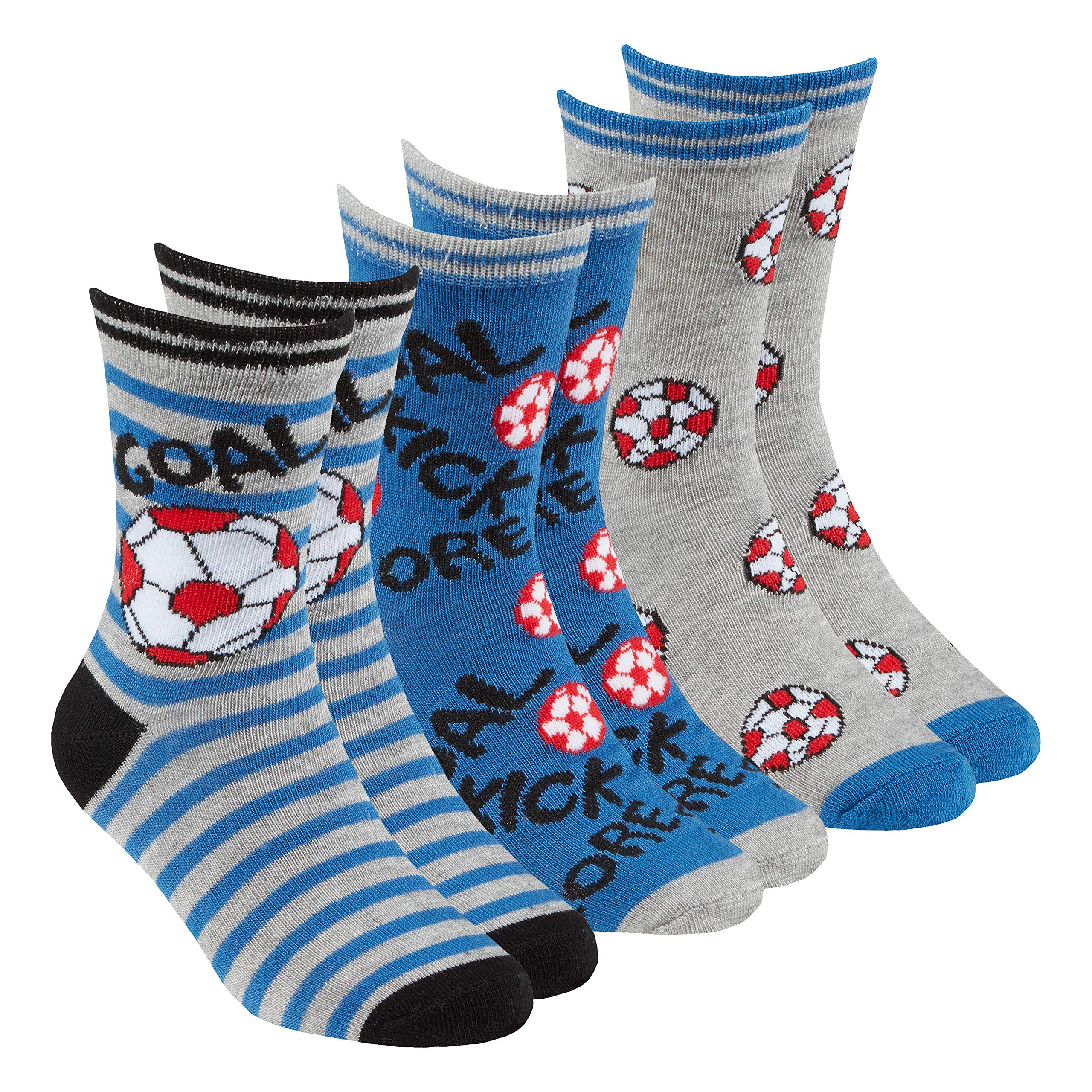Metzuyan Kids Boys Bamboo Crew Socks Novelty Football Blue 6-8.5