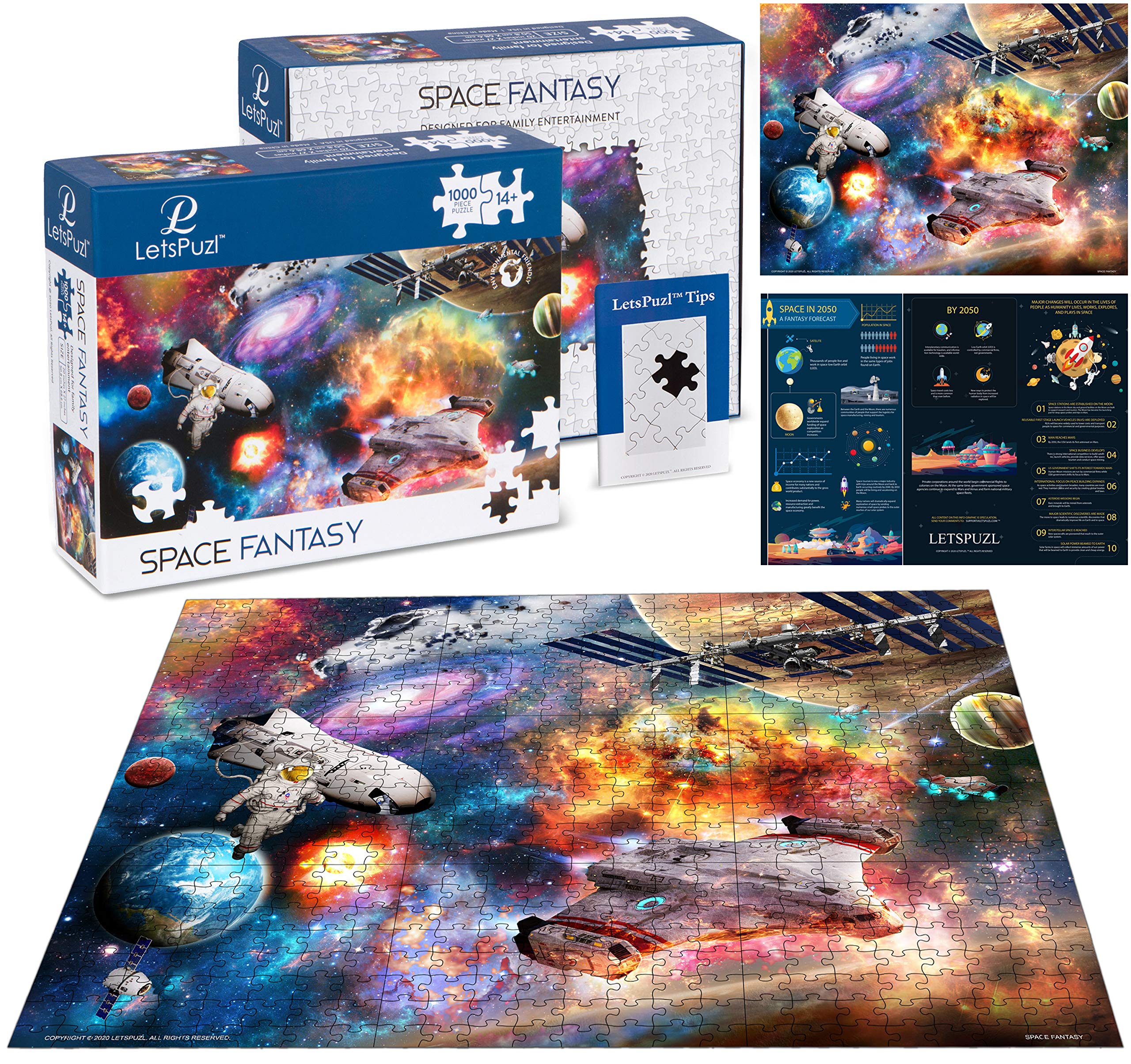 Milky Way Galaxy 1000 Piece Puzzle for Adults - Space/Solar System Theme - 20" x 27" - 3 Fun Bonus Items by LetsPuzl - Image 2