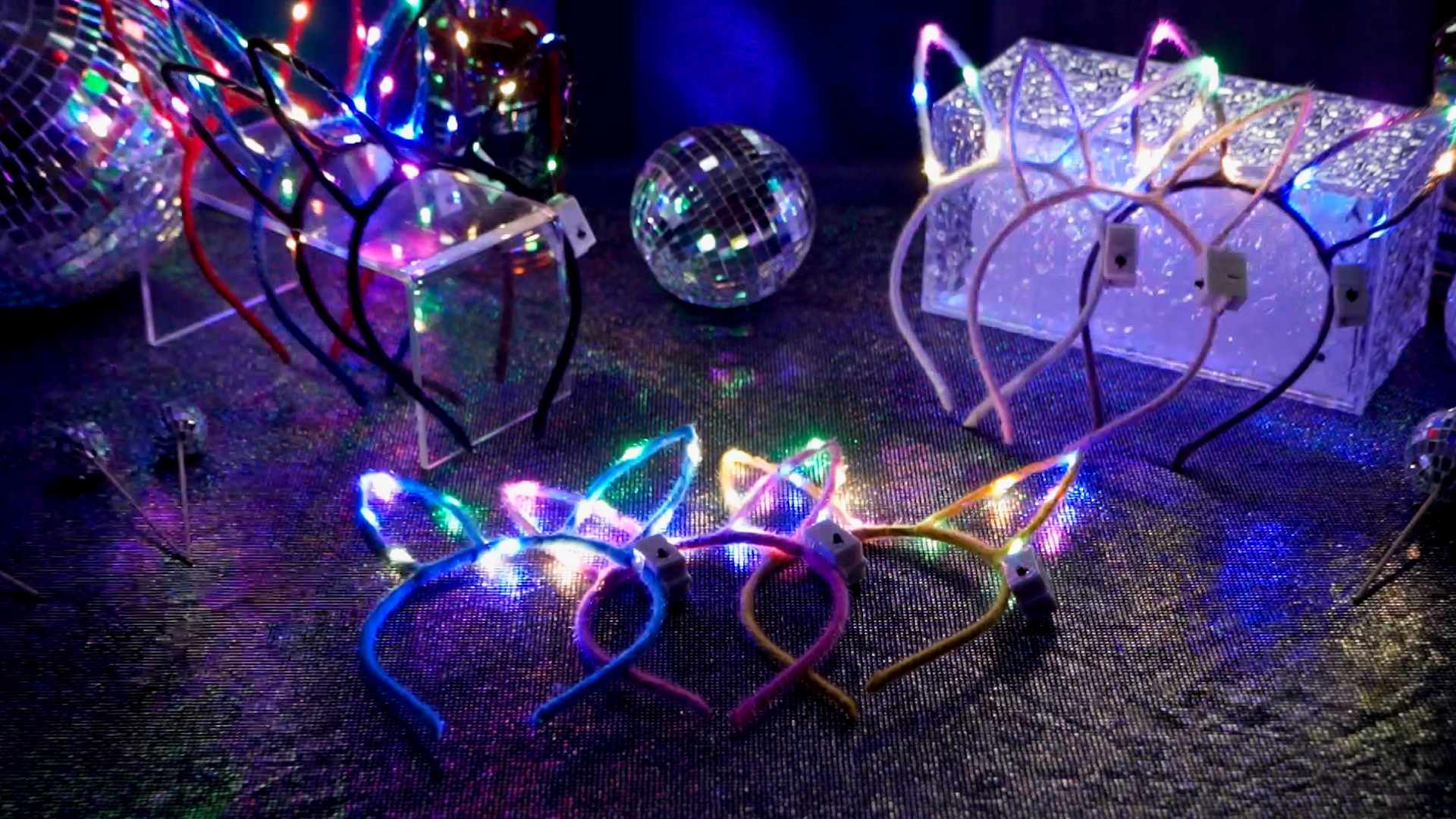 Earent LED Rabbit Ears Headbands Light Up Bunny Headband Luminous 4 Led Glow LED Bunny Ear Headband, Plush Light Up Rabbit Ears Headband  main image 2