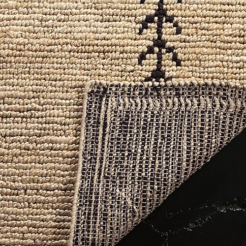 Miniatura 4 de SAFAVIEH Bohemian Collection - Alfombra decorativa de 3 x 5 pies, marfil y negro, hecho a mano, yute tribal marroquí, ideal para zonas de alto
