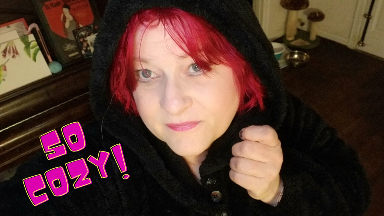 SO snuggly!  Love the feel of the fabric and the big hood!