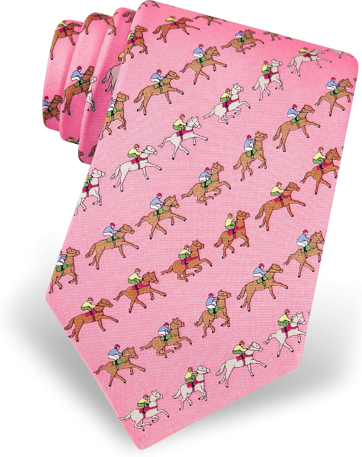 Men's 100% Silk Pink Win Place Show Horse Racing Kentucky Derby Tie Necktie